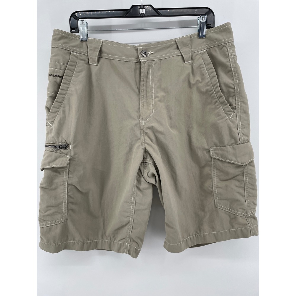 Merrell Cargo Shorts Mens 36 Tan Hiking OptiWick UPF50+ Utility Outdoor Gorpcore